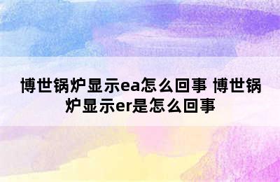 博世锅炉显示ea怎么回事 博世锅炉显示er是怎么回事